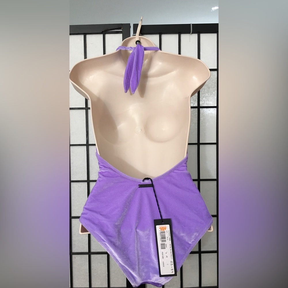 Sundek one piece halter velour Swimsuit Sz 40 - Picture 2 of 2